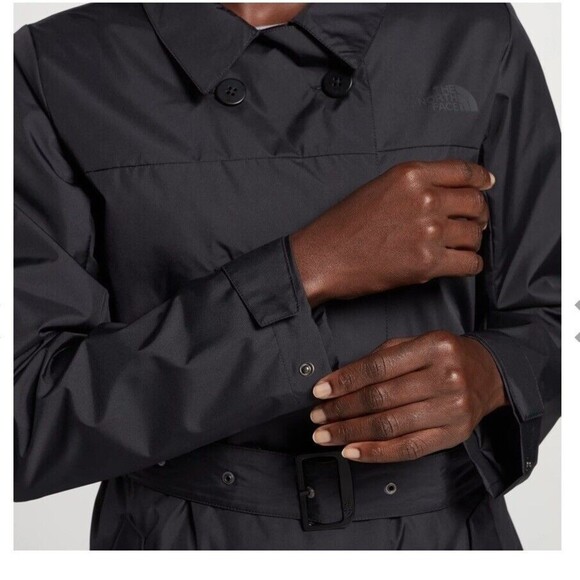 THE NORTH FACE CITY RAIN TRENCH Coat JACKET Belted WOMENs XS Black Nylon No Hood - Picture 4 of 15